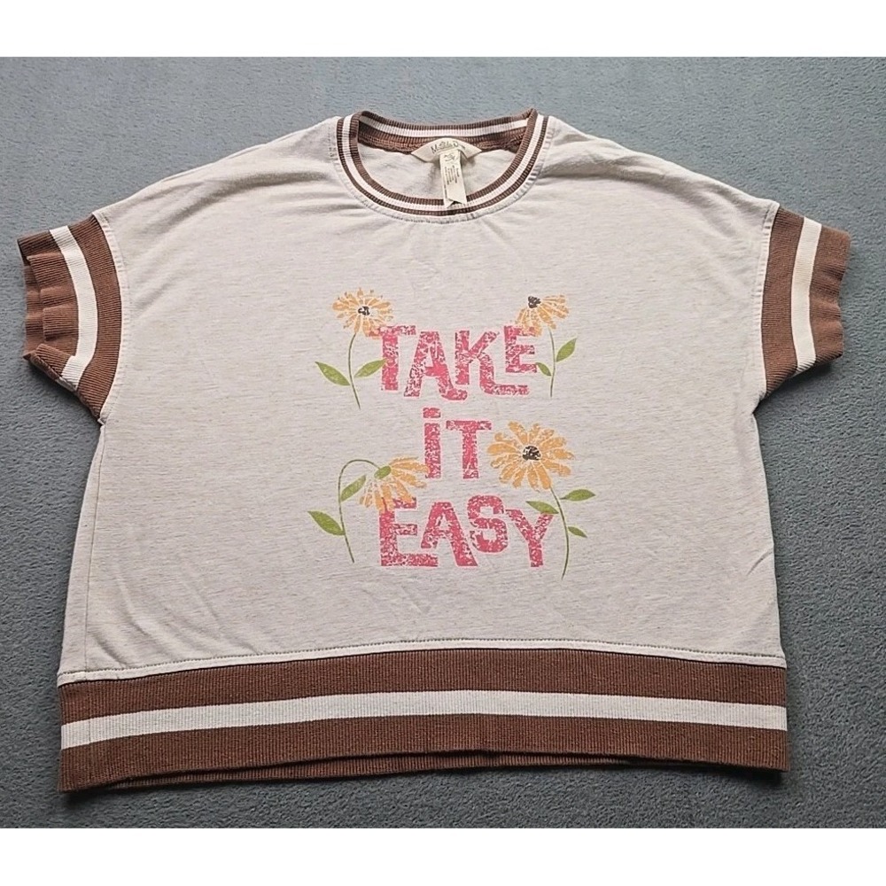Matilda Jane Enchanted Garden‎ Walk The Talk White Brown Knit Tee Shirt 10